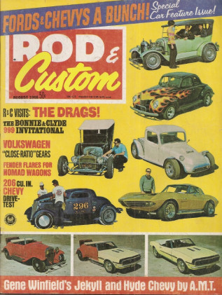 ROD & CUSTOM 1968 AUG - TRI-5 FLARES, AMTs JEKYLL&HYDE, 33 CHEVY PHAETON TEST